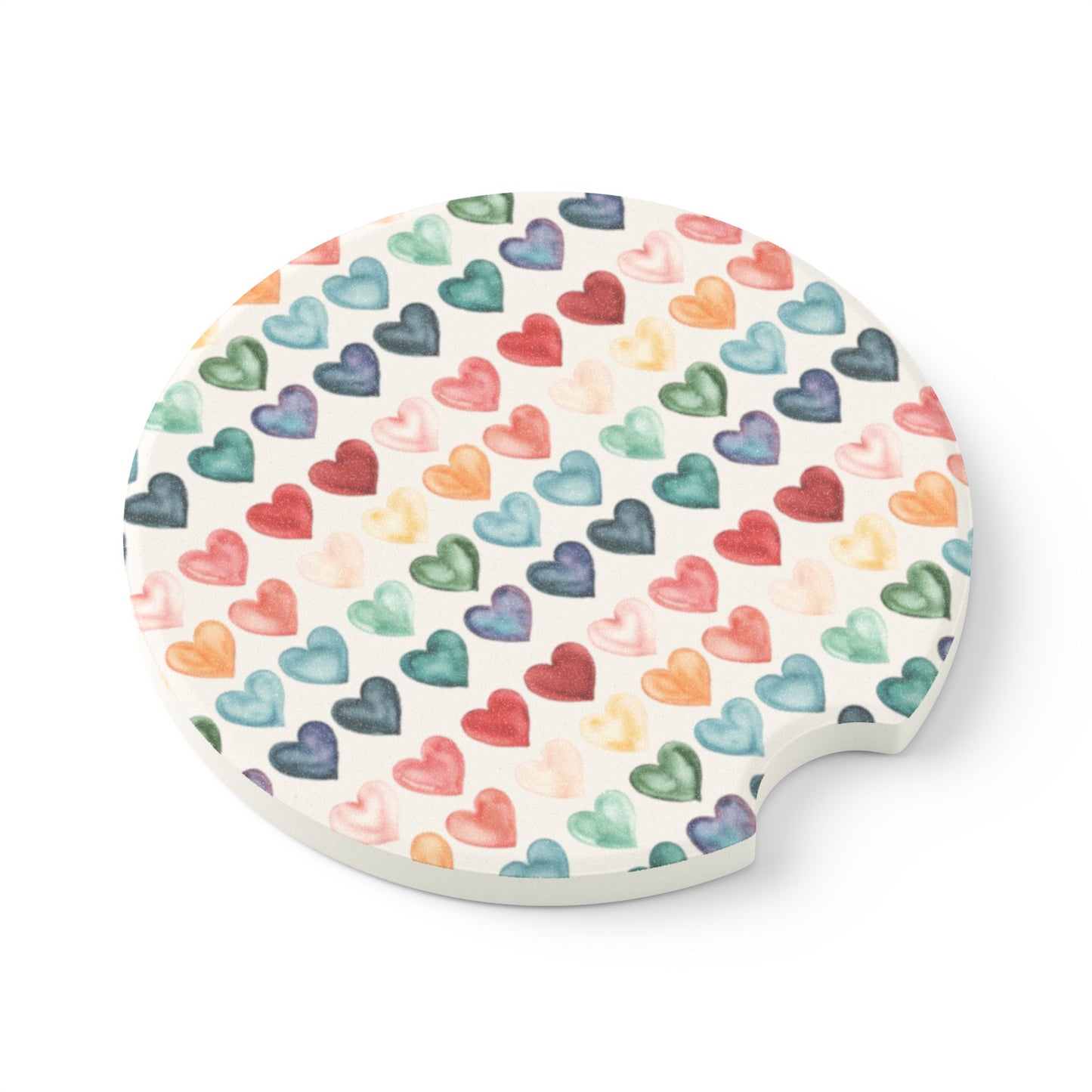 Watercolor Hearts Car Coaster Set of Two
