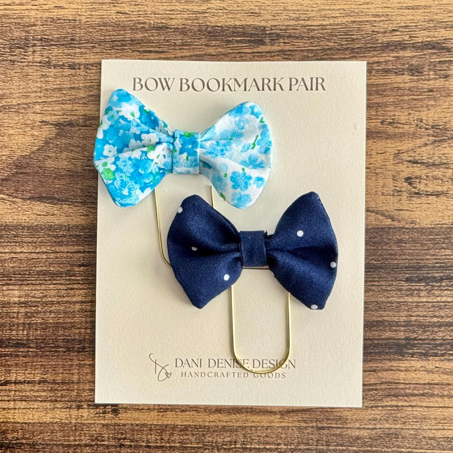 Fabric Bow Bookmark Pair