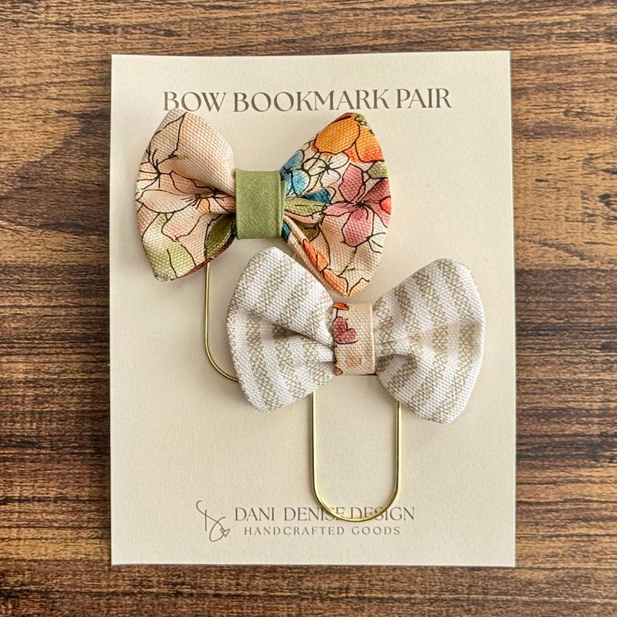 Fabric Bow Bookmark Pair