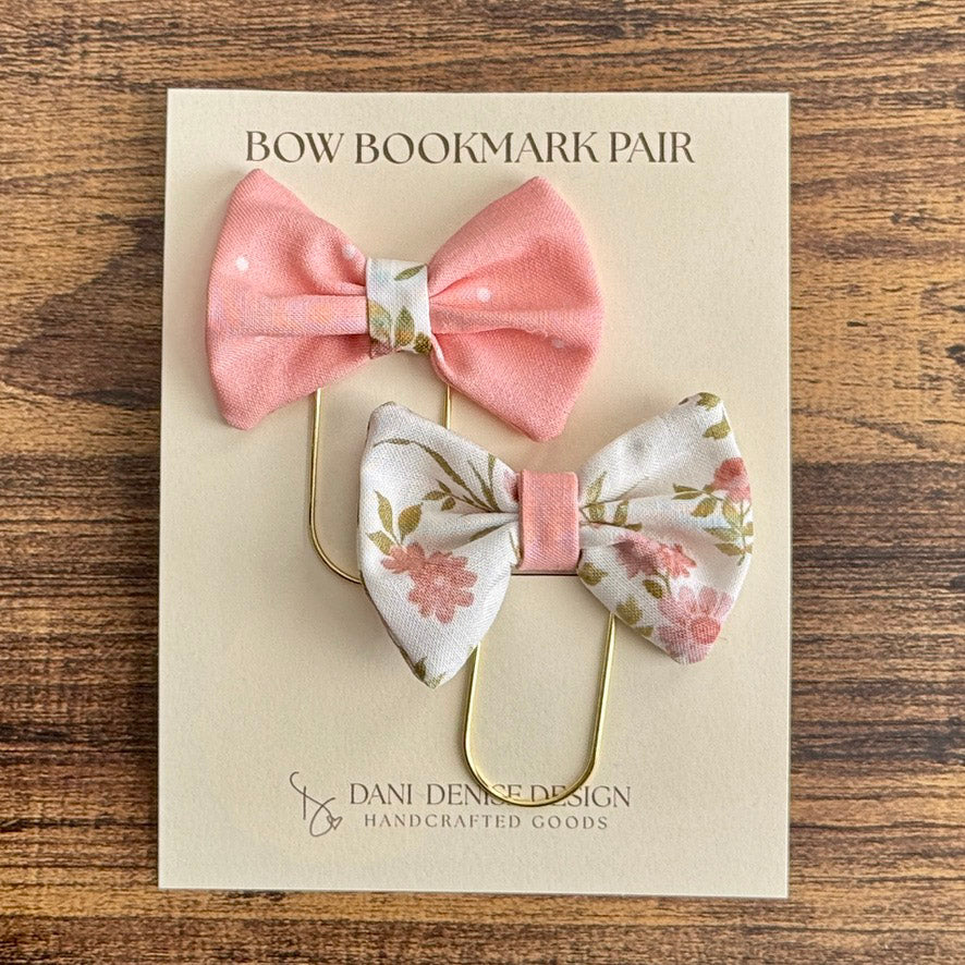 Fabric Bow Bookmark Pair