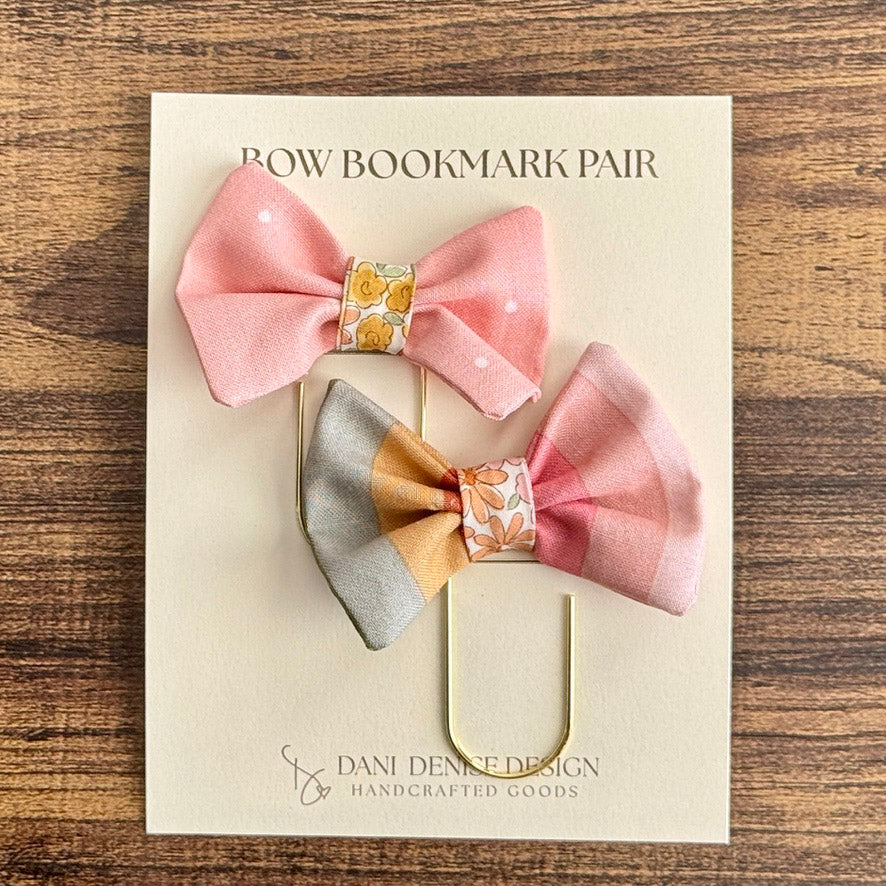 Fabric Bow Bookmark Pair
