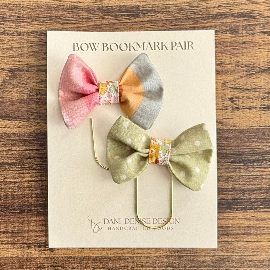 Fabric Bow Bookmark Pair