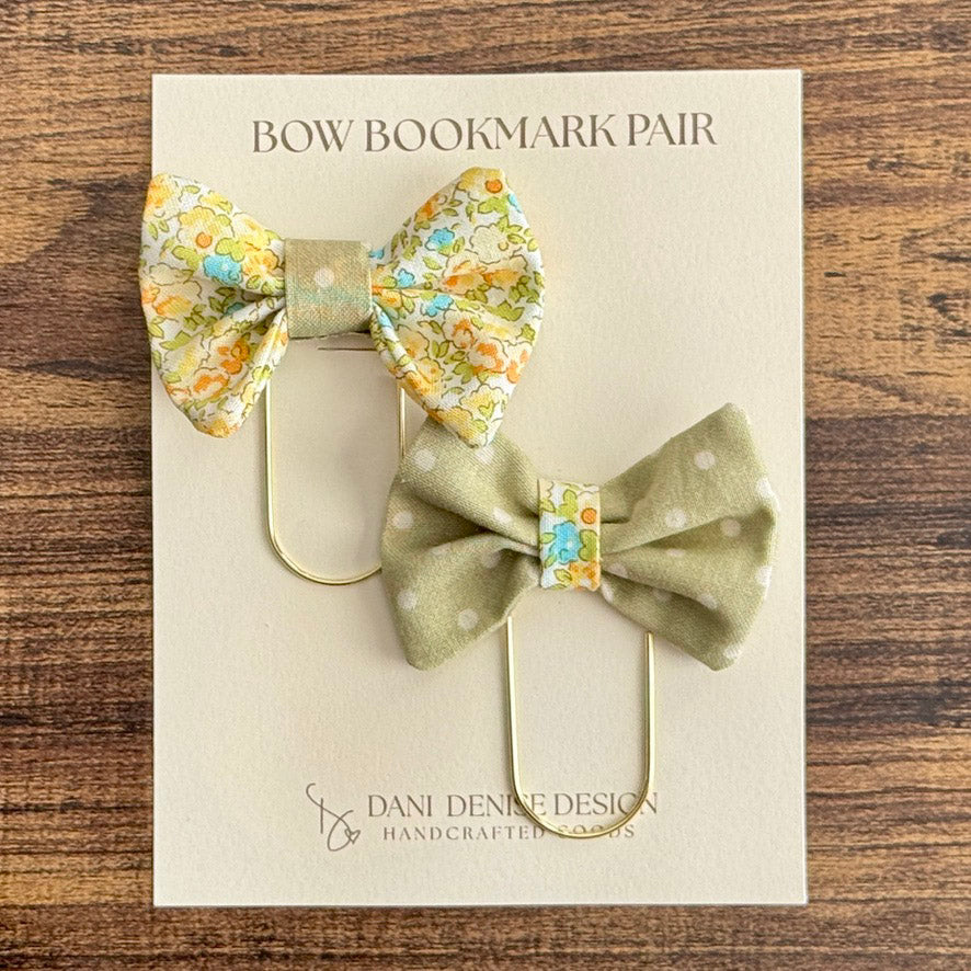 Fabric Bow Bookmark Pair