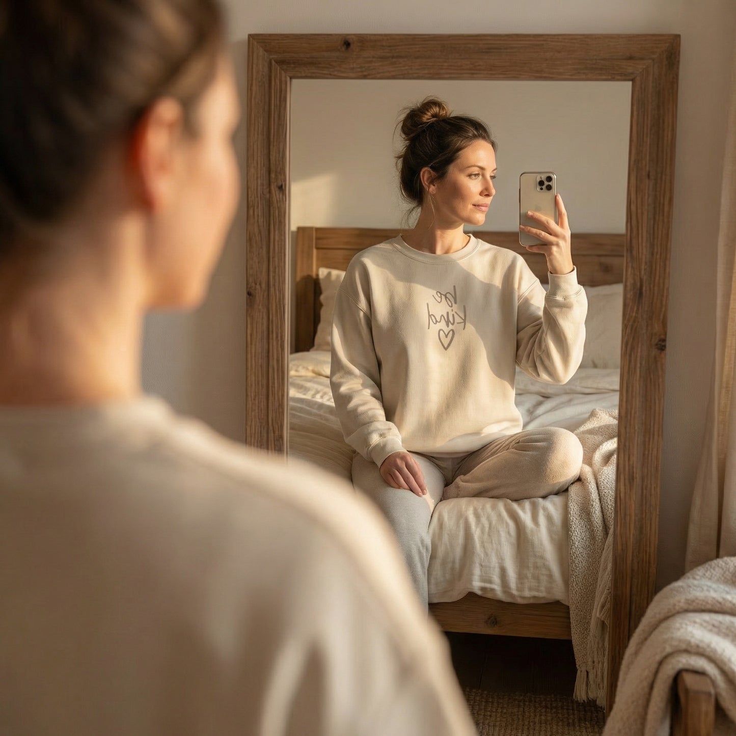 Be Kind Crewneck – Tone on Tone Sweatshirt in Sand