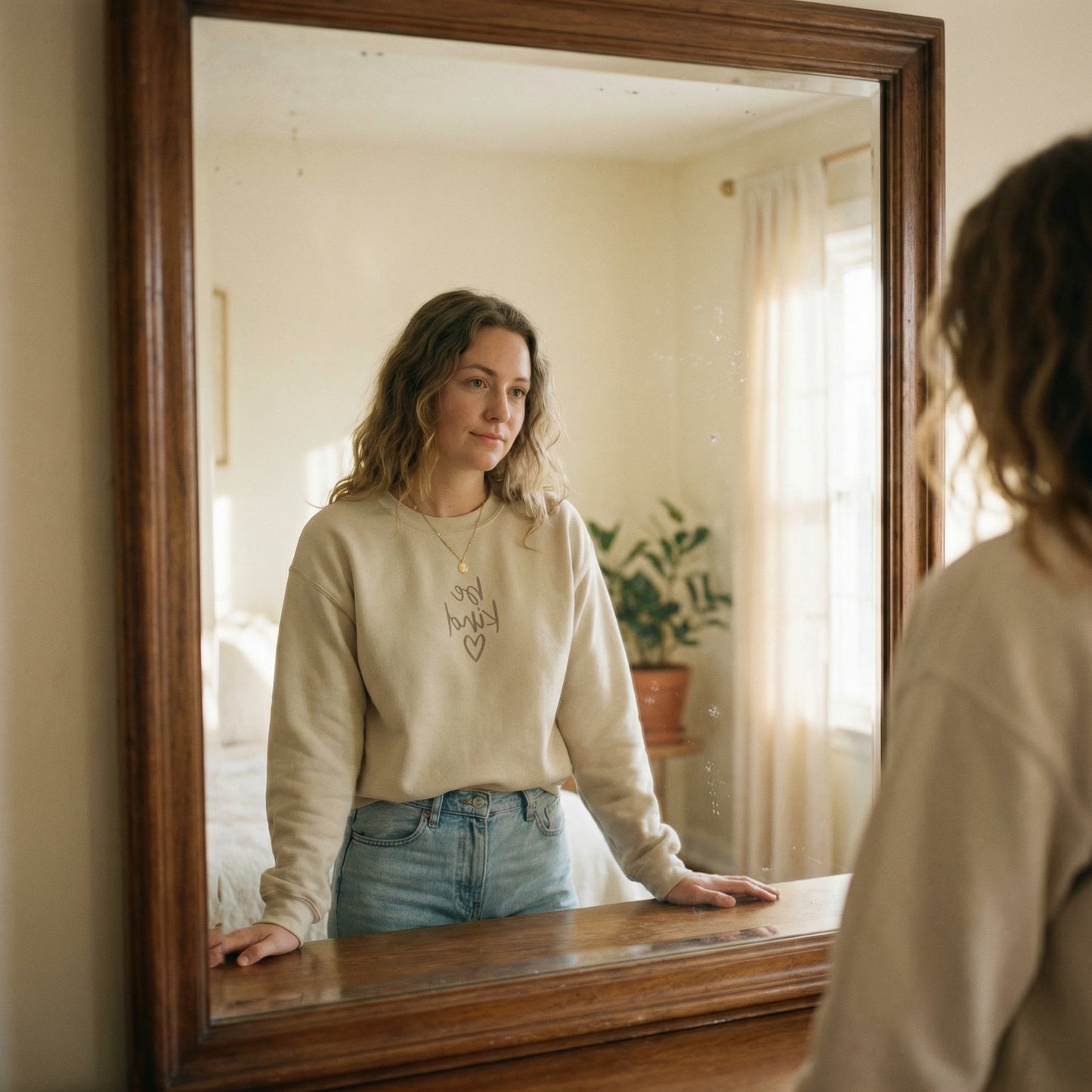 Be Kind Crewneck – Tone on Tone Sweatshirt in Sand