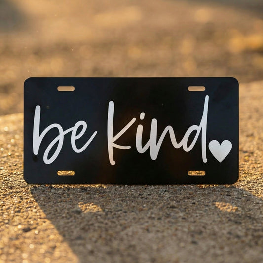 Be Kind Classic License Plate - White
