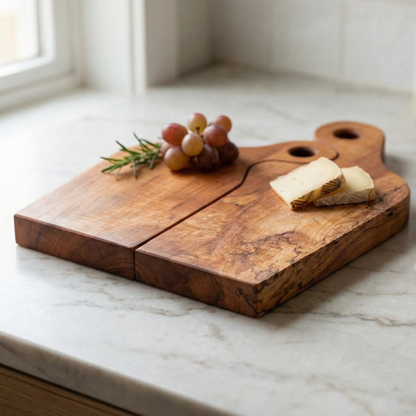 Handmade nesting charcuterie boards in Southern Indiana Spalted Sycamore by Dani Denise Design, featuring a natural marble-like grain.