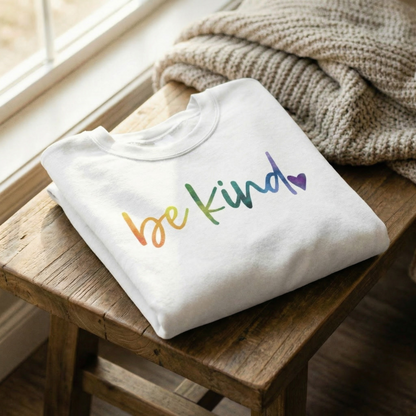 Be Kind Rainbow Crewneck Sweatshirt | 1 Corinthians 16:14 | Heavy Blend Pullover